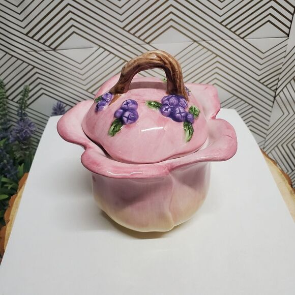 Vintage Charter Club Home Wild Flower Ceramic Sugar Bowl - Picture 3 of 5